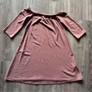 Mauve Off the Shoulder Sweater Dress